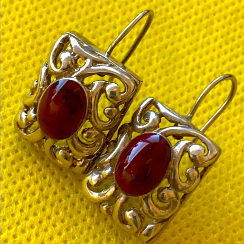 Red JasperMexico sterling silver earrings